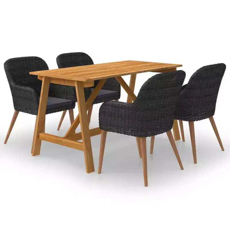 vidaXL 5 Piece Patio Dining Set Black