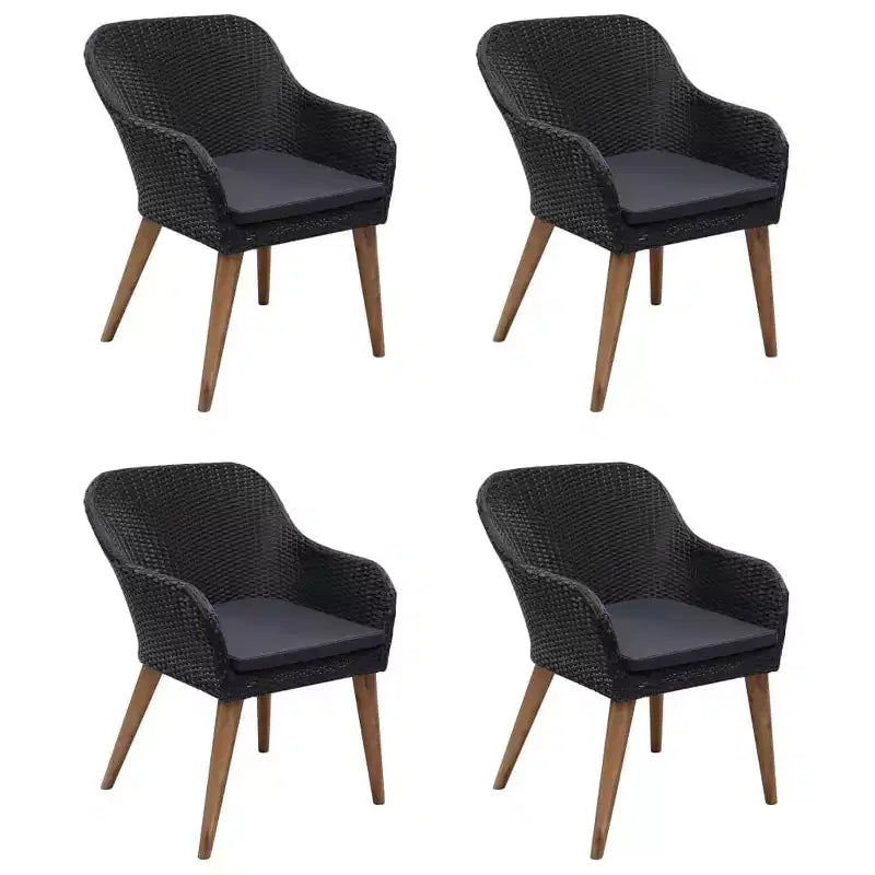 vidaXL Ensemble repas de jardin 5 pcs Noir
