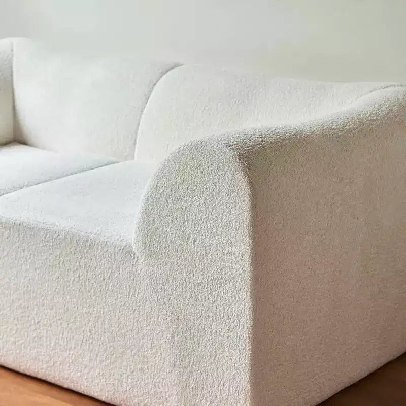 Beige / Black / Blue / Gray Boucle 2-Seat Loveseat Sofa with Throw Pillows