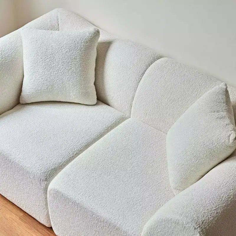 Beige / Black / Blue / Gray Boucle 2-Seat Loveseat Sofa with Throw Pillows