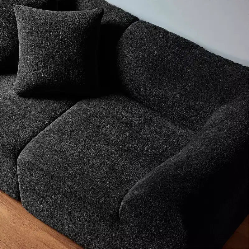 Beige / Black / Blue / Gray Boucle 2-Seat Loveseat Sofa with Throw Pillows