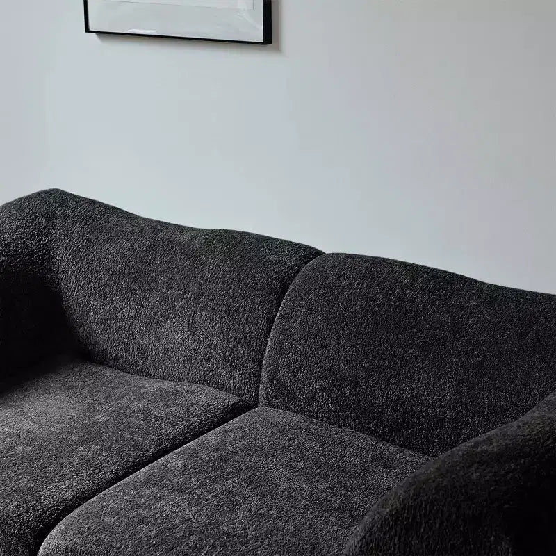 Beige / Black / Blue / Gray Boucle 2-Seat Loveseat Sofa with Throw Pillows