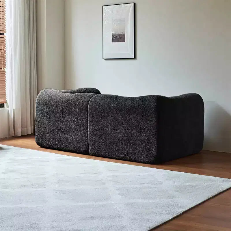 Beige / Black / Blue / Gray Boucle 2-Seat Loveseat Sofa with Throw Pillows