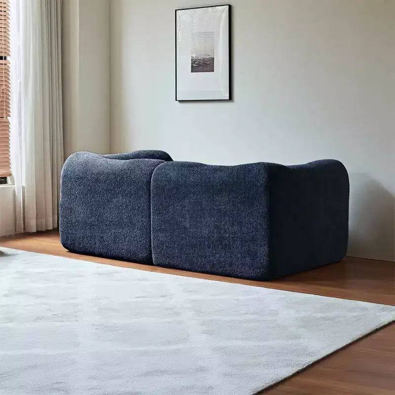 Beige / Black / Blue / Gray Boucle 2-Seat Loveseat Sofa with Throw Pillows