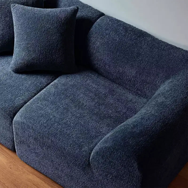 Beige / Black / Blue / Gray Boucle 2-Seat Loveseat Sofa with Throw Pillows