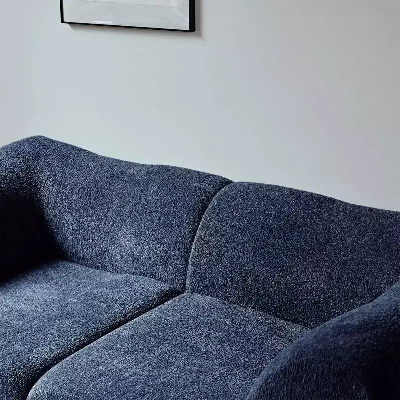 Beige / Black / Blue / Gray Boucle 2-Seat Loveseat Sofa with Throw Pillows