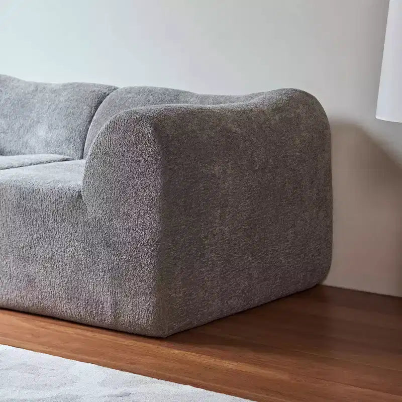 Beige / Black / Blue / Gray Boucle 2-Seat Loveseat Sofa with Throw Pillows