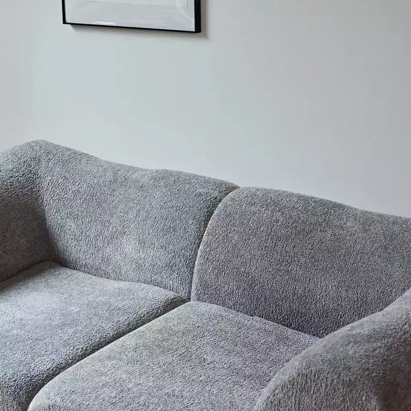Beige / Black / Blue / Gray Boucle 2-Seat Loveseat Sofa with Throw Pillows