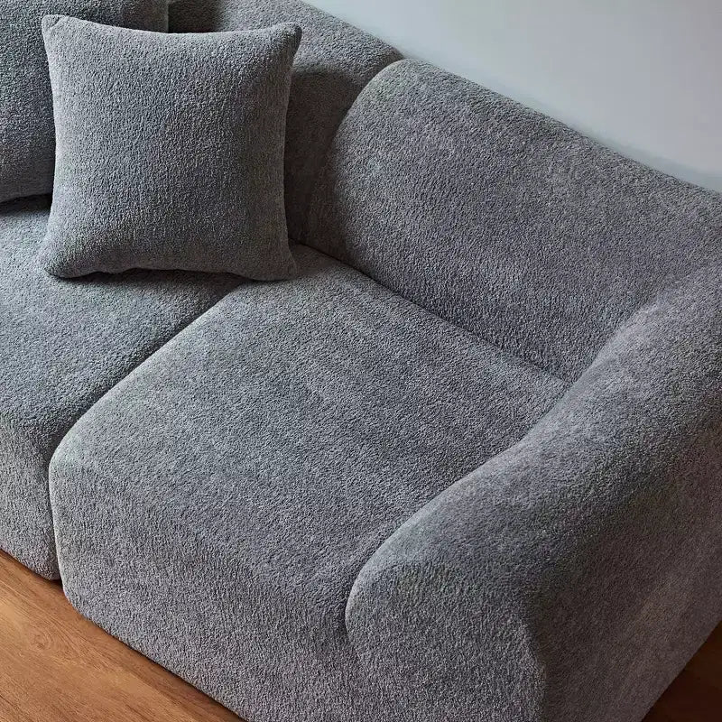 Beige / Black / Blue / Gray Boucle 2-Seat Loveseat Sofa with Throw Pillows