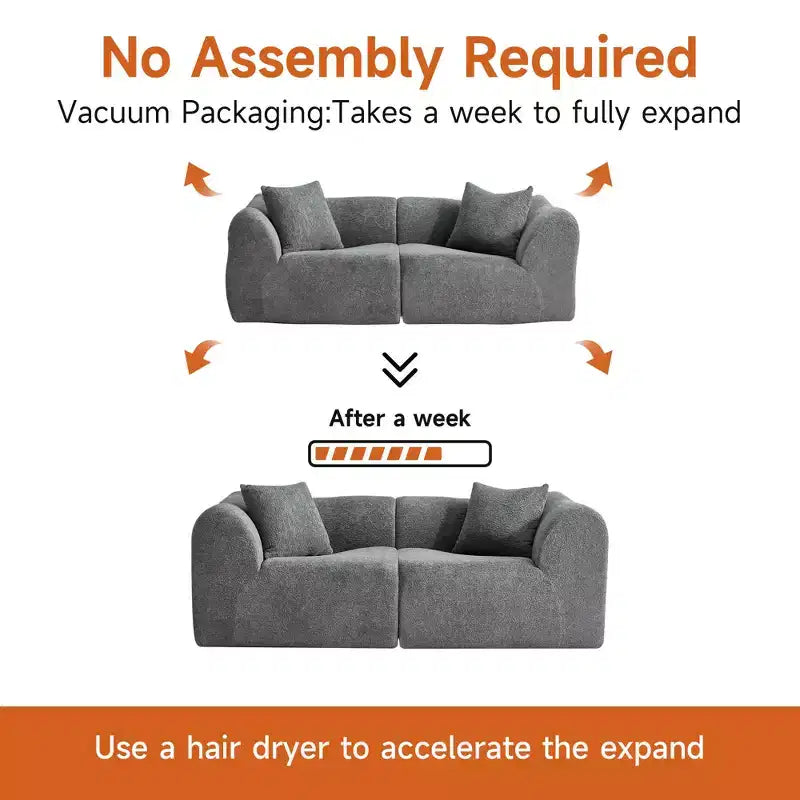 Beige / Black / Blue / Gray Boucle 2-Seat Loveseat Sofa with Throw Pillows