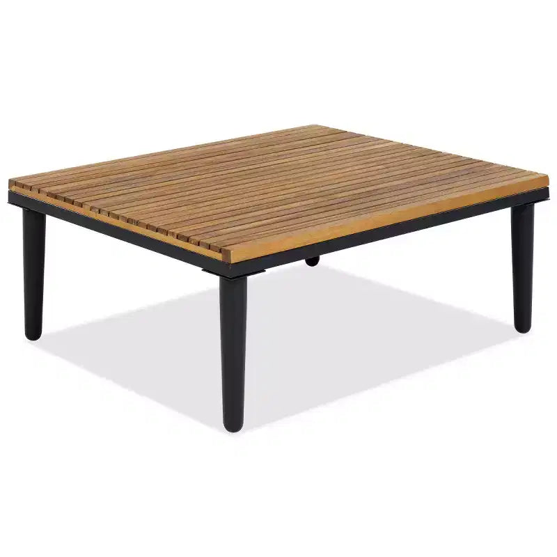 Canapé d'angle en L 4 pièces, en bois d'acacia, avec coussins et table basse, pour jardin, porche, arrière-cour - Panipeachy