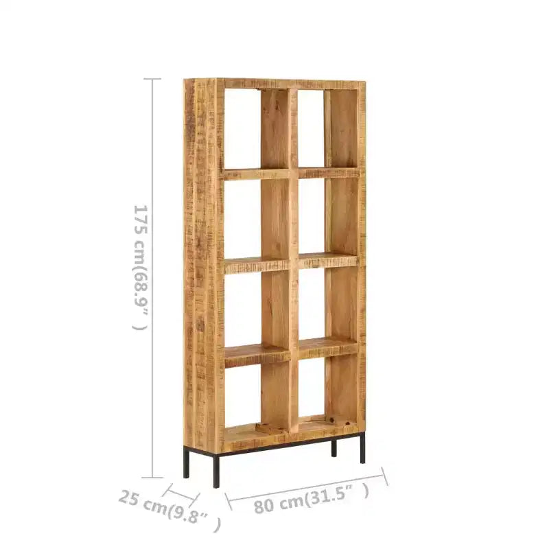 Brown Solid Mango Wood Bookshelf, 8-Shelf, Rectangular, Indoor