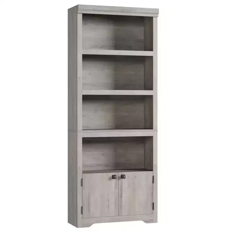 Black Farmhouse Bookcase with 2 Doors, 5-Tier, Single