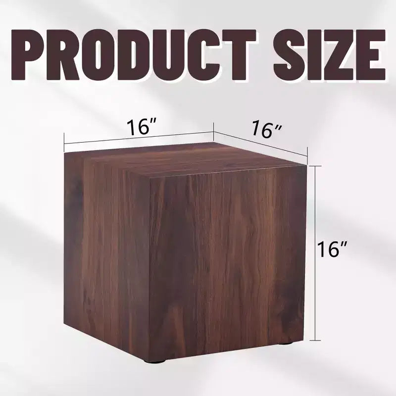 Brown Walnut Grain Cube Side Table, 1-Person Use