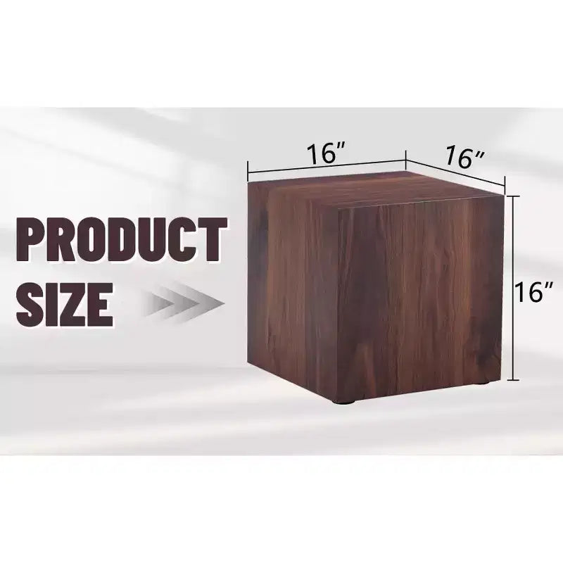 Brown Walnut Grain Cube Side Table, 1-Person Use