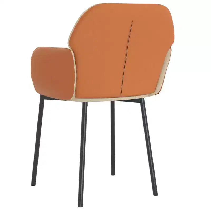 Dining Chair Set of 2, Cream & Brown, Upholstered with Arms