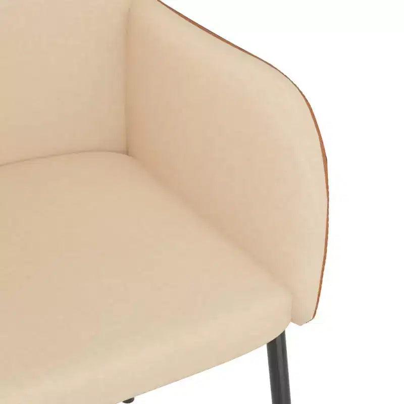 Dining Chair Set of 2, Cream & Brown, Upholstered with Arms