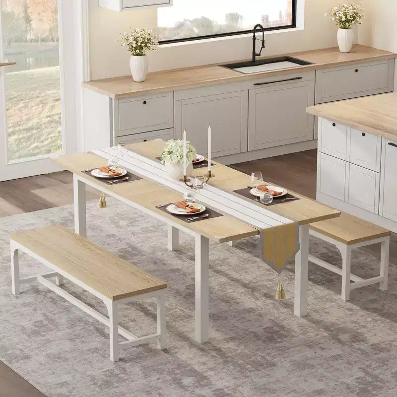 Oak & White Extendable Dining Table – Seats 4–8