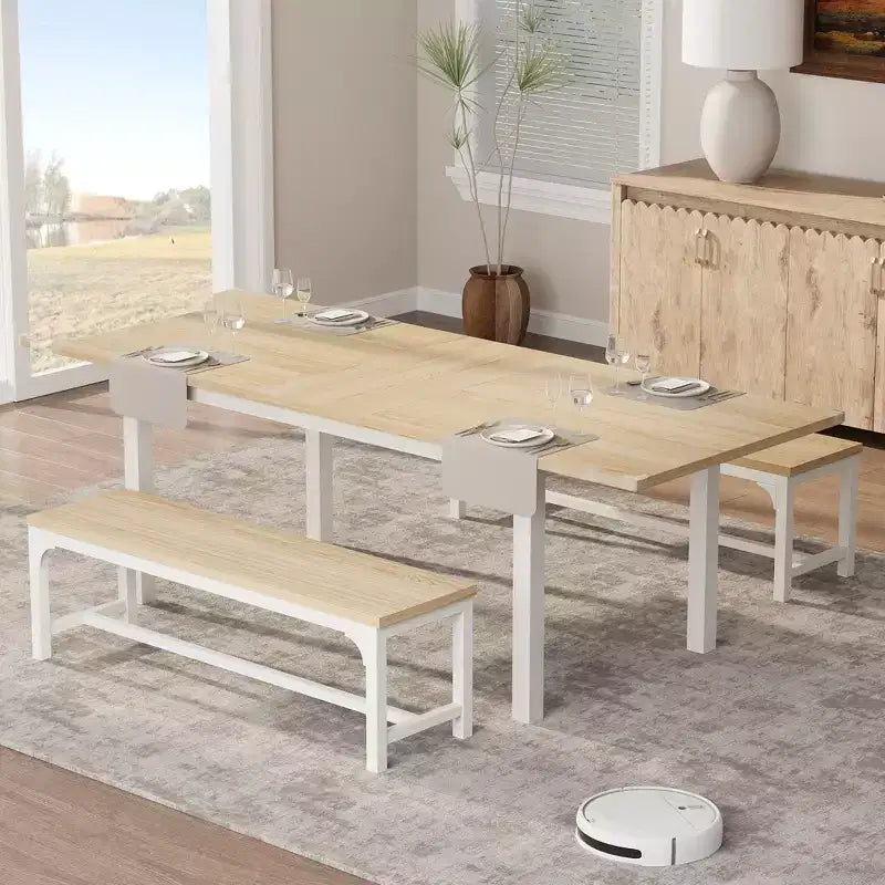 Oak & White Extendable Dining Table – Seats 4–8
