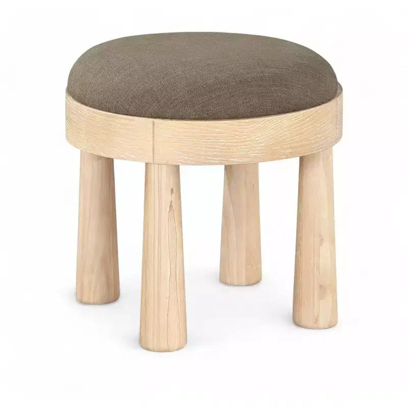 Meridian Furniture Larea Linen Textured Fabric Upholstered Ottoman