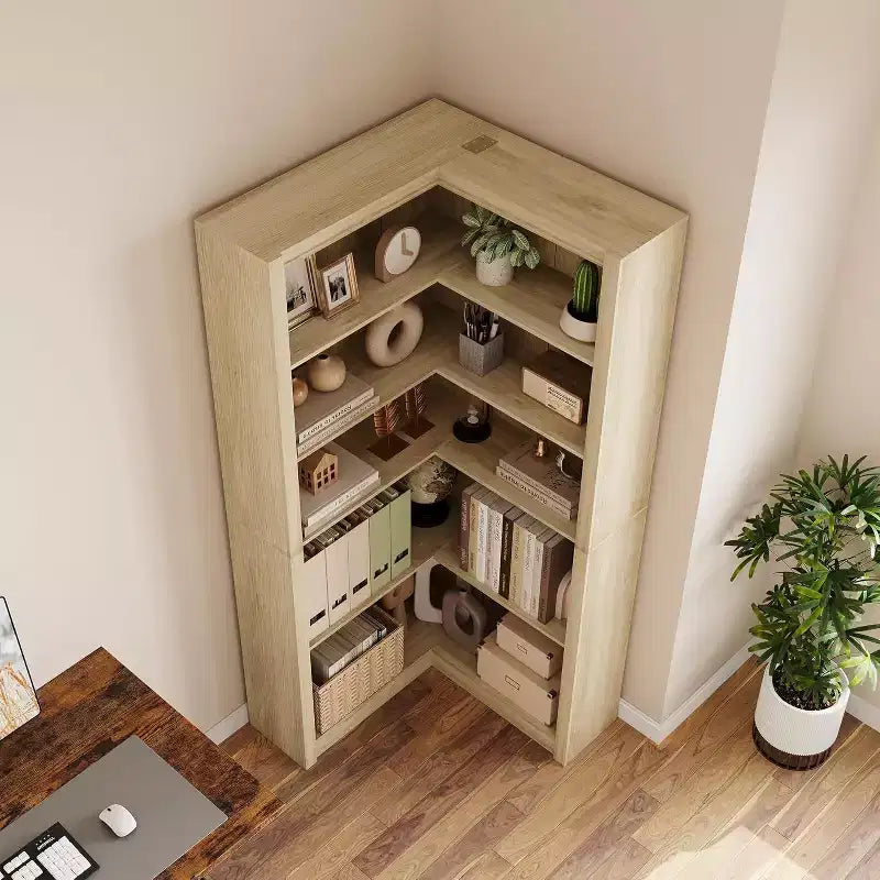 5-Tier L-Shaped Corner Bookshelf, Black / Brown / Natural / White, 71.8"H