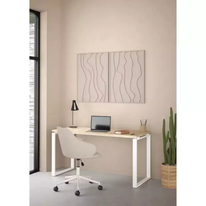 Hickory/Matte Grey, Writing Desk, 59 in., 1-Person