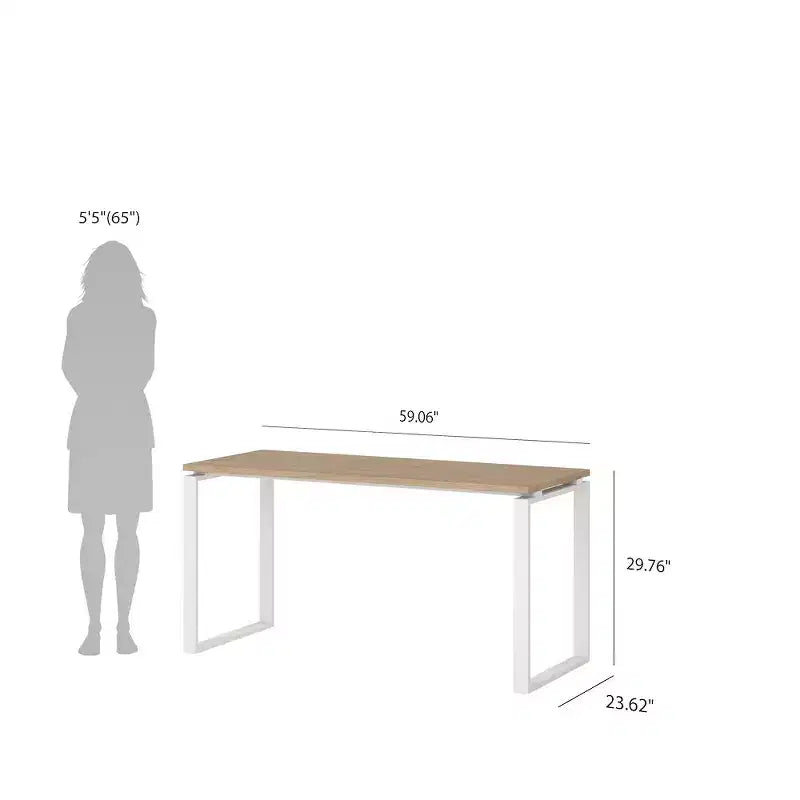 Hickory/Matte Grey, Writing Desk, 59 in., 1-Person