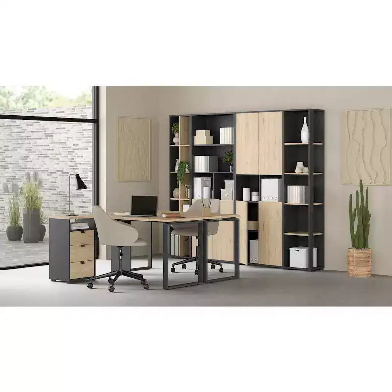 Hickory/Matte Grey, Writing Desk, 59 in., 1-Person