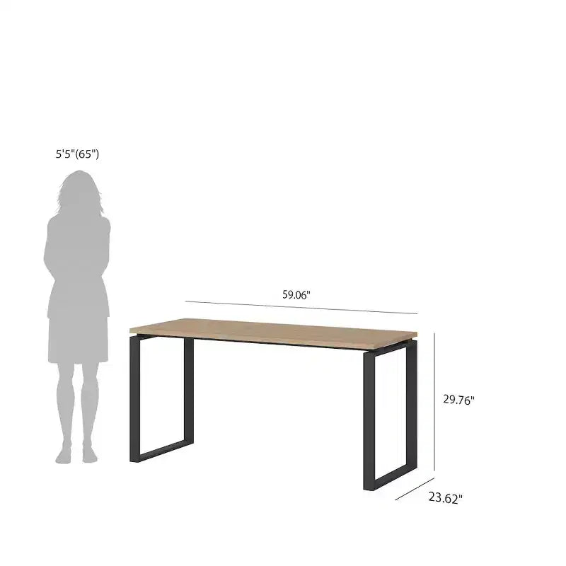 Hickory/Matte Grey, Writing Desk, 59 in., 1-Person