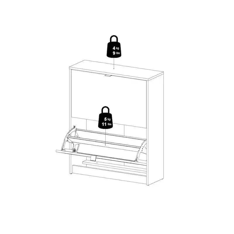 White / Black Matte 2-Drawer Shoe Cabinet – Holds 12 Pairs, 1 Person Assembly