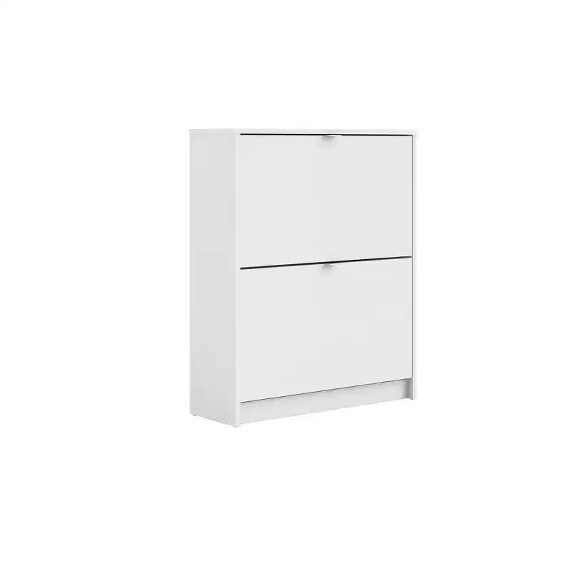 White / Black Matte 2-Drawer Shoe Cabinet – Holds 12 Pairs, 1 Person Assembly