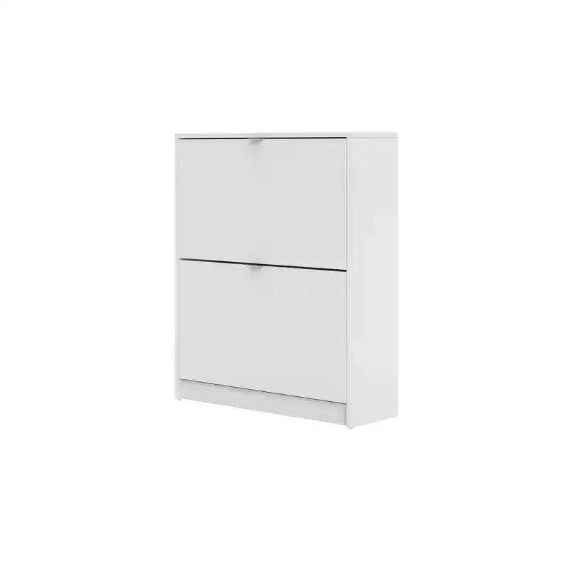 White / Black Matte 2-Drawer Shoe Cabinet – Holds 12 Pairs, 1 Person Assembly