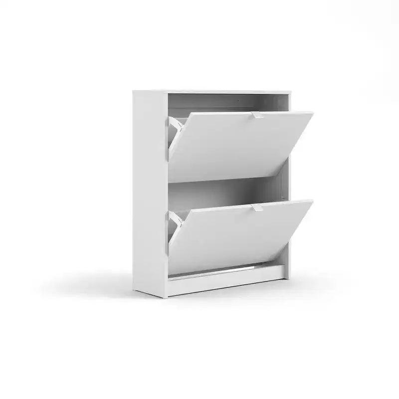 White / Black Matte 2-Drawer Shoe Cabinet – Holds 12 Pairs, 1 Person Assembly