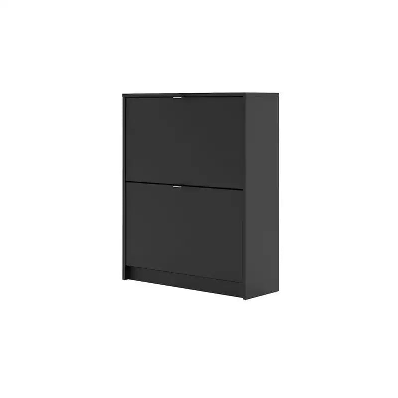 White / Black Matte 2-Drawer Shoe Cabinet – Holds 12 Pairs, 1 Person Assembly