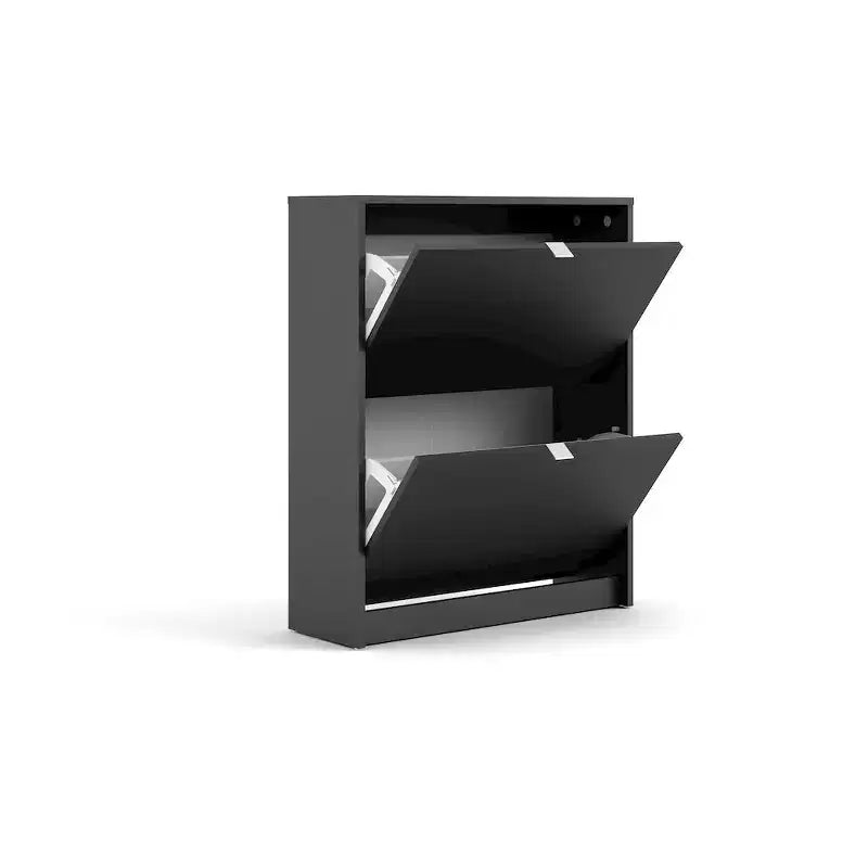 White / Black Matte 2-Drawer Shoe Cabinet – Holds 12 Pairs, 1 Person Assembly