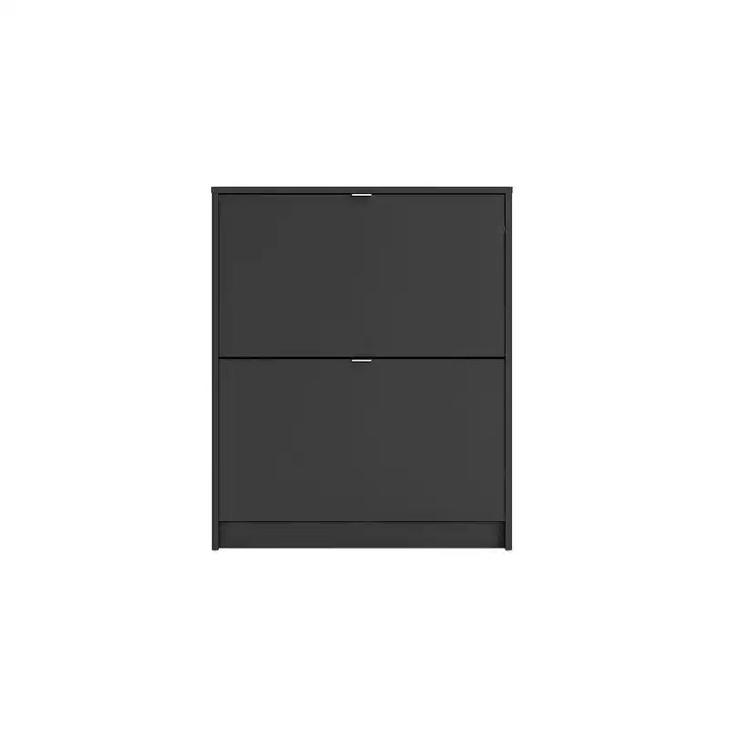White / Black Matte 2-Drawer Shoe Cabinet – Holds 12 Pairs, 1 Person Assembly