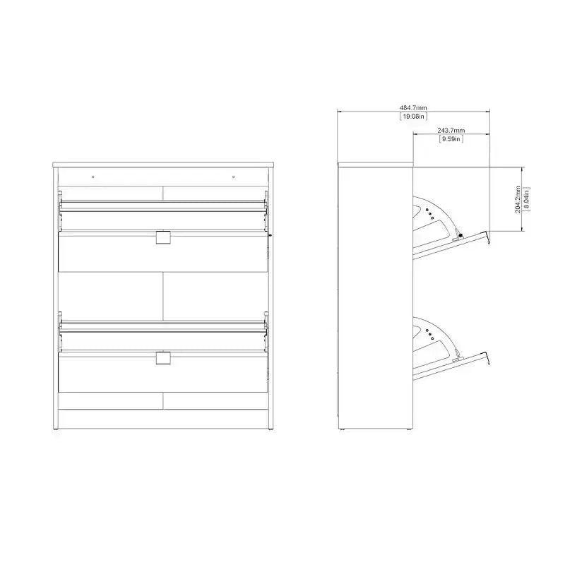 White / Black Matte 2-Drawer Shoe Cabinet – Holds 12 Pairs, 1 Person Assembly