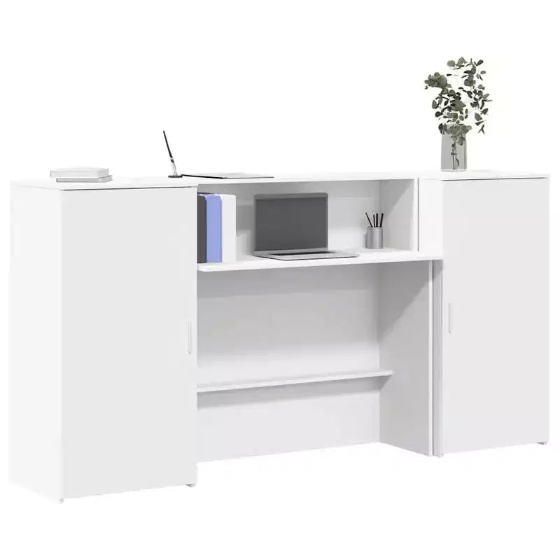 Reception Desk White Rectangular Engineered Wood, 2-Person