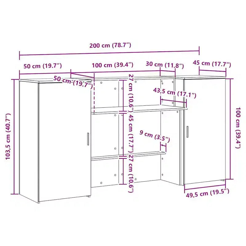 Reception Desk White Rectangular Engineered Wood, 2-Person