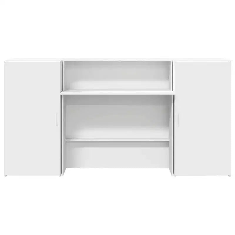 Reception Desk White Rectangular Engineered Wood, 2-Person