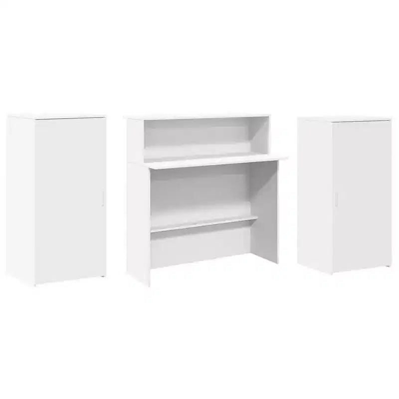 Reception Desk White Rectangular Engineered Wood, 2-Person