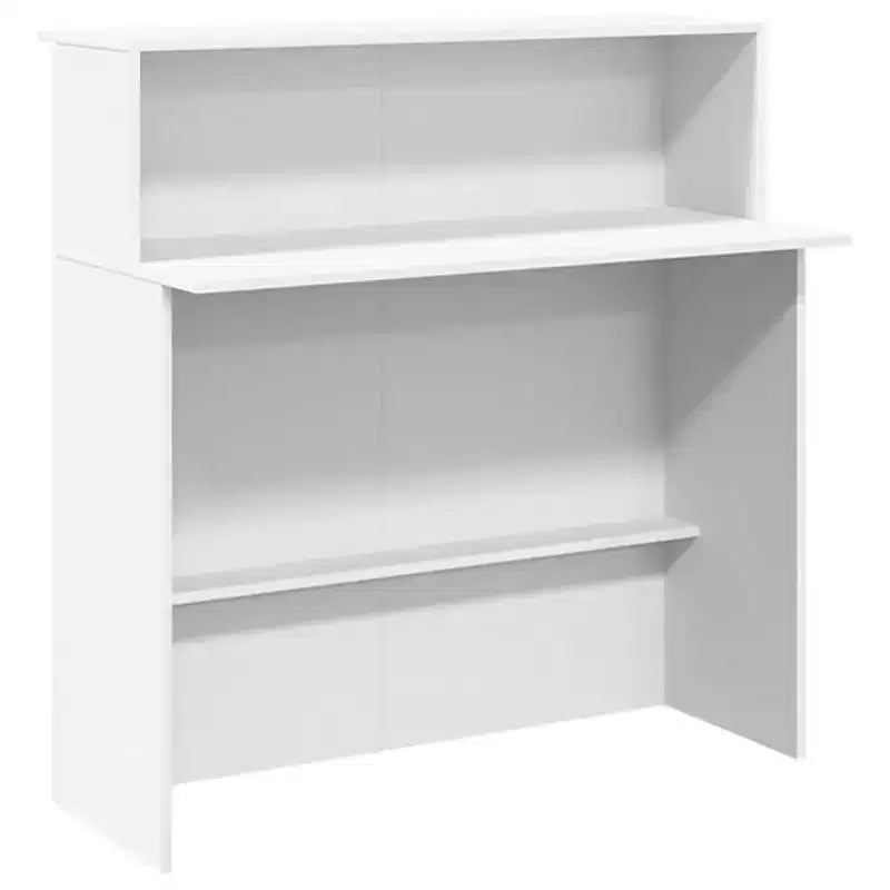 Reception Desk White Rectangular Engineered Wood, 2-Person