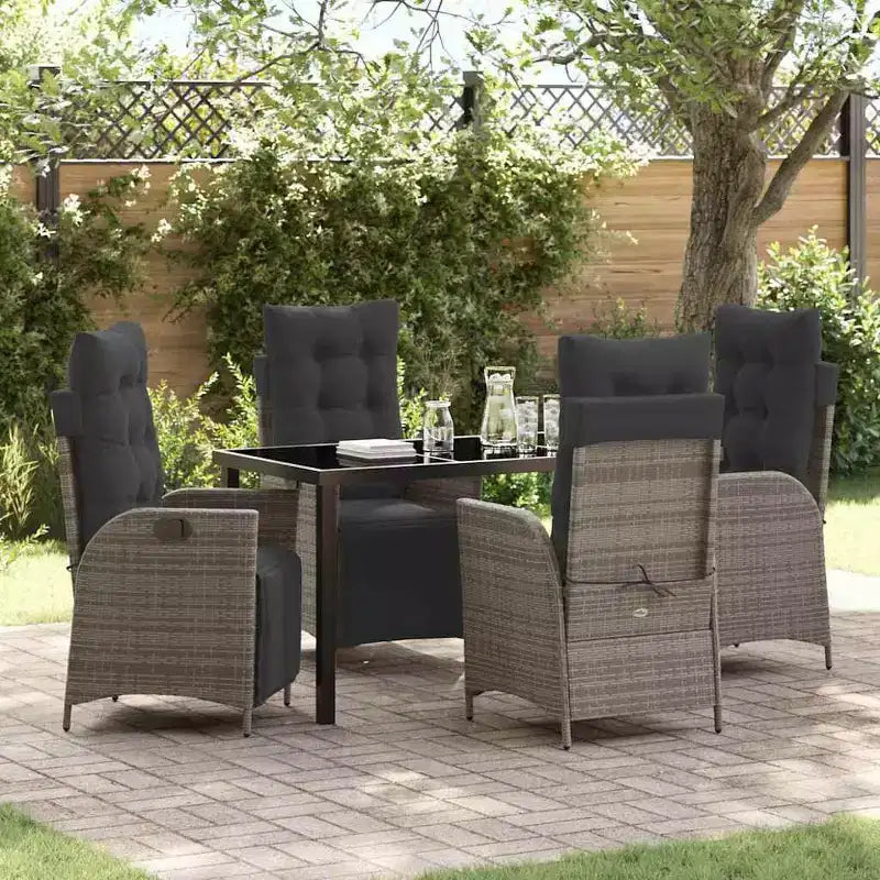 vidaXL Ensemble de salle à manger de jardin avec coussins 5 pcs gris résine tressée