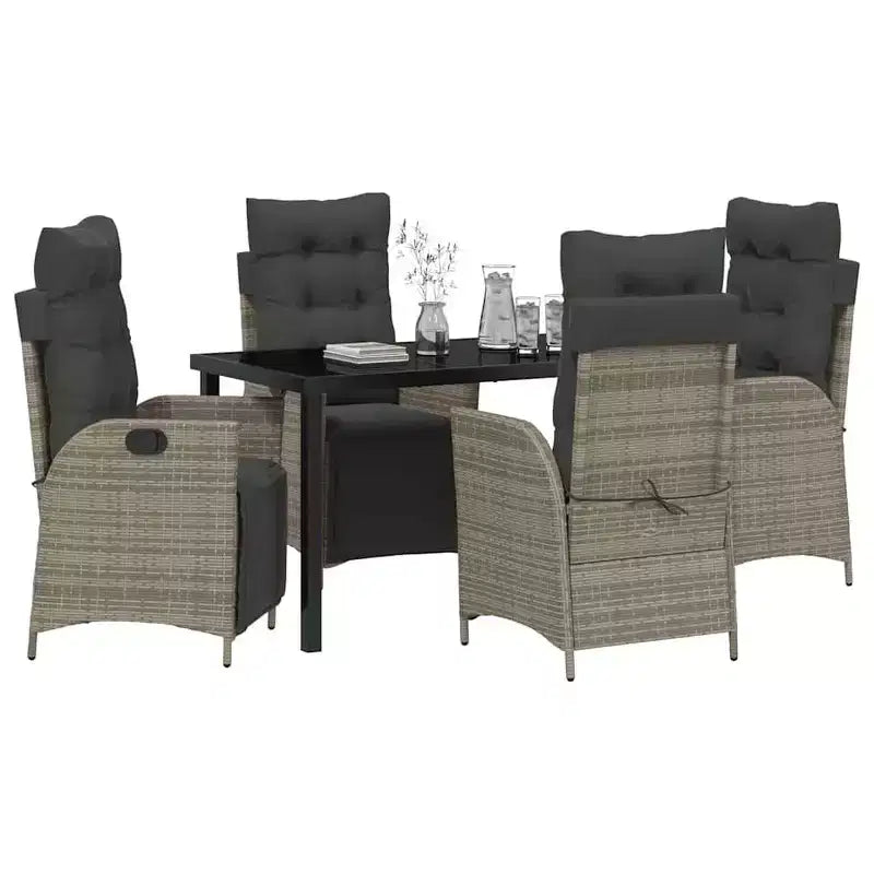 vidaXL Ensemble de salle à manger de jardin avec coussins 5 pcs gris résine tressée