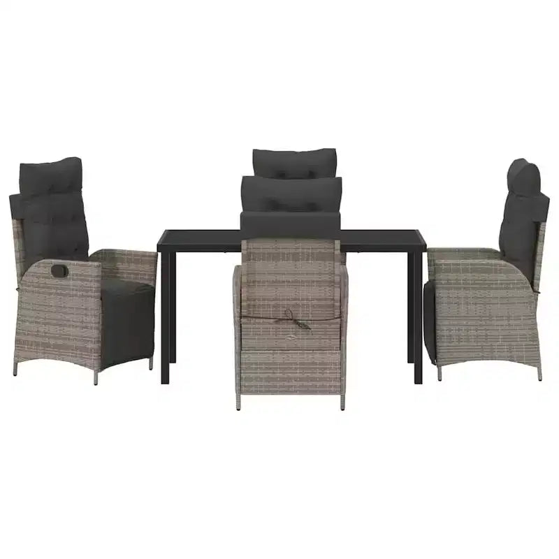 vidaXL Ensemble de salle à manger de jardin avec coussins 5 pcs gris résine tressée
