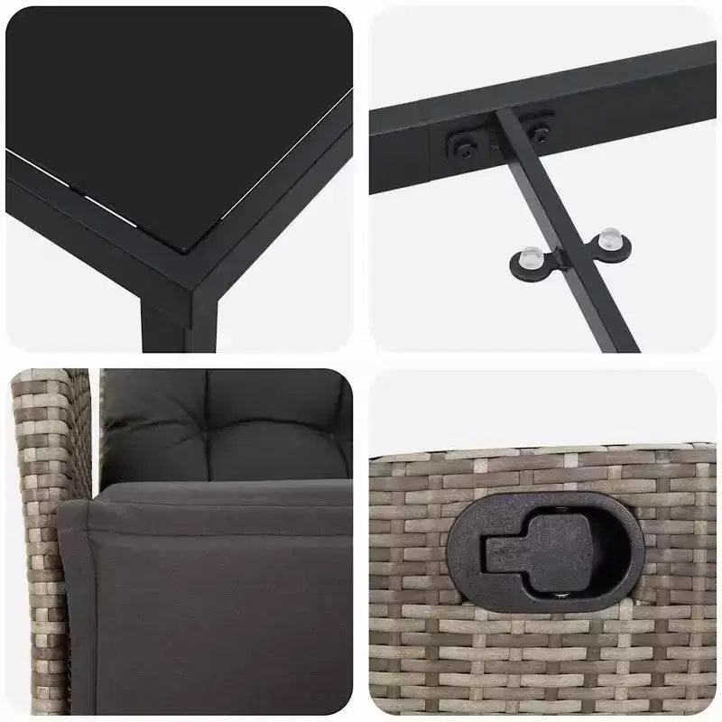vidaXL Ensemble de salle à manger de jardin avec coussins 5 pcs gris résine tressée