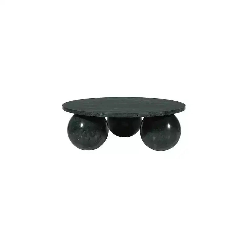 Round Marble Coffee Table with Sphere Legs, Multicolor, Seats 4–6