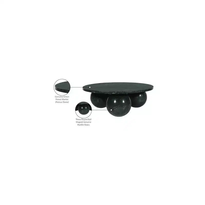 Round Marble Coffee Table with Sphere Legs, Multicolor, Seats 4–6