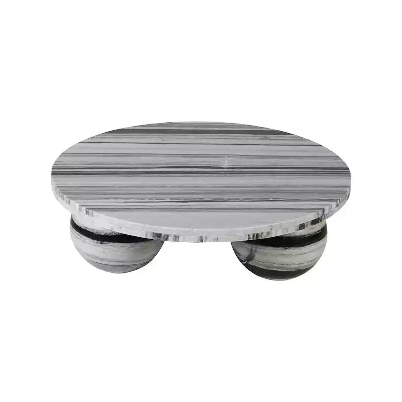 Round Marble Coffee Table with Sphere Legs, Multicolor, Seats 4–6