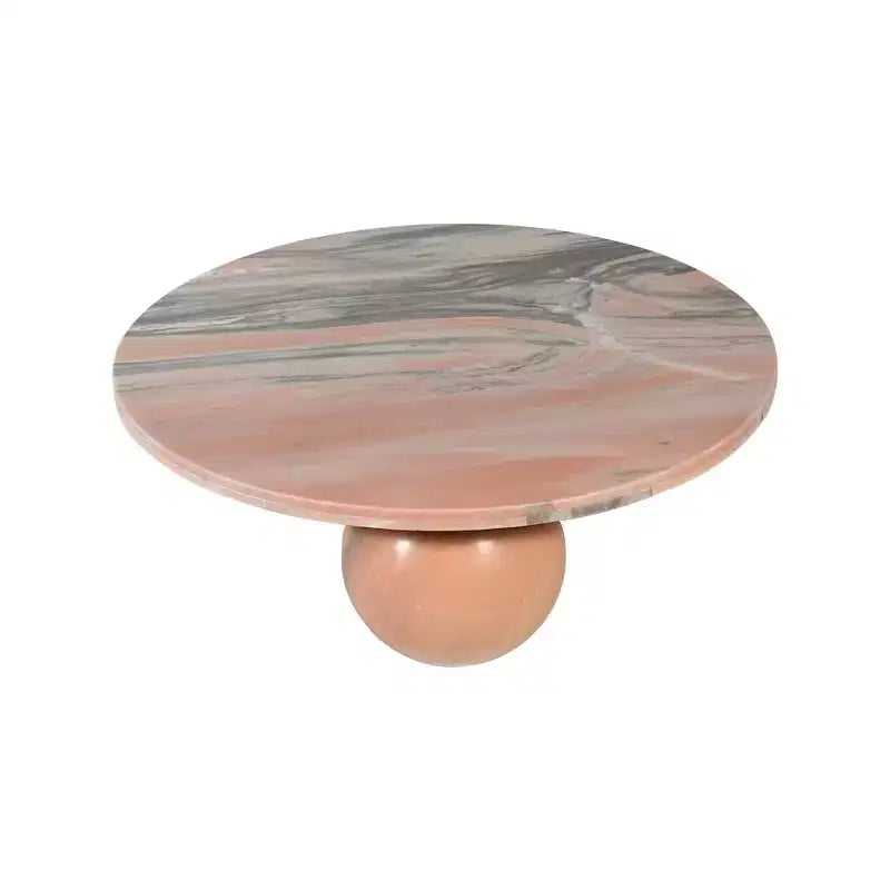 Round Marble Coffee Table with Sphere Legs, Multicolor, Seats 4–6